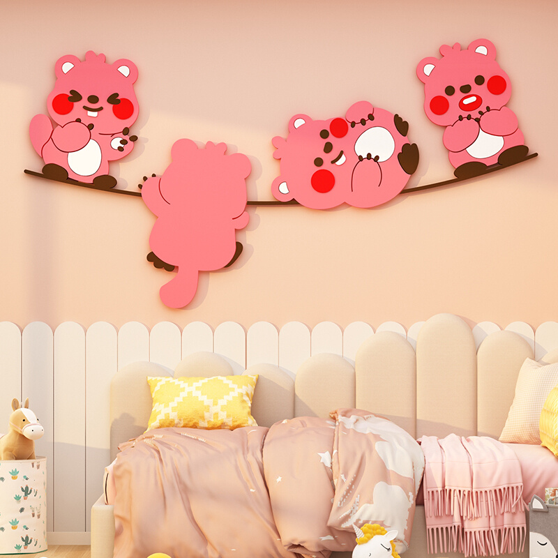 Loopy男女孩生卧室墙面装饰床头背景贴纸画儿童区房间布置摆挂件