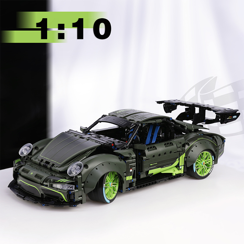 中国积木保时捷赛车911漂移超跑汽车炫酷遥控车模型男女拼装玩具