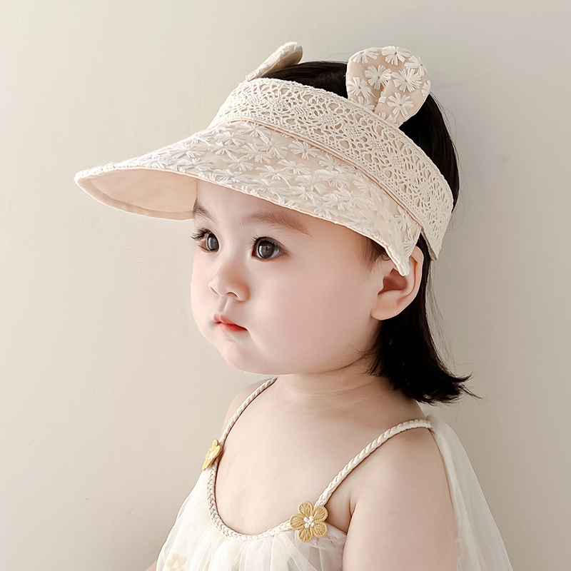 婴儿帽子空顶帽夏季薄款透气儿童防晒帽女宝宝洋气遮阳帽大檐帽子