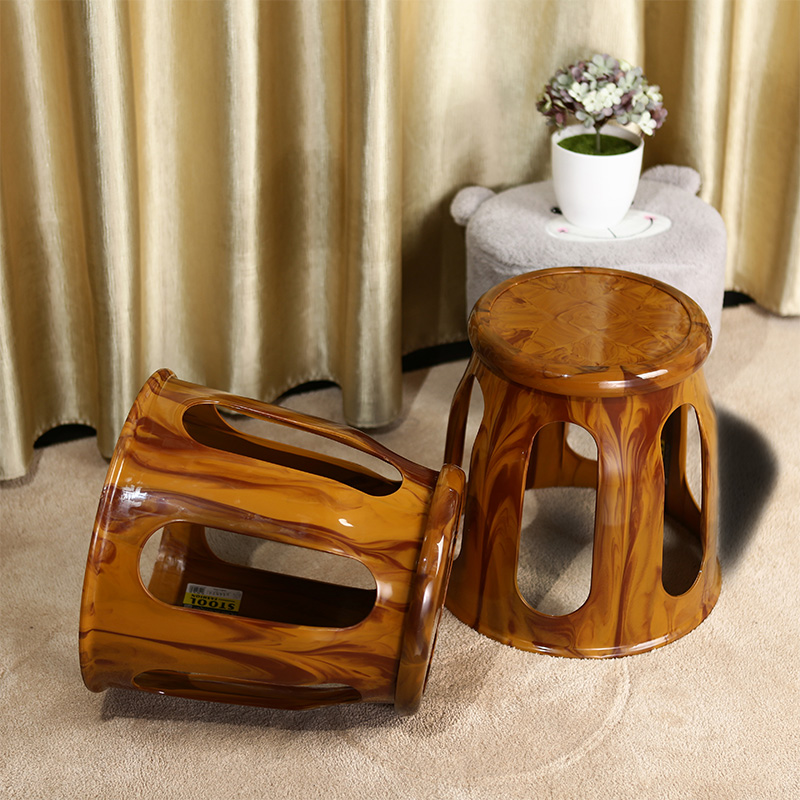 时尚仿木纹凳创意餐桌凳塑料防滑休闲板凳加厚喝茶凳客厅换鞋凳子