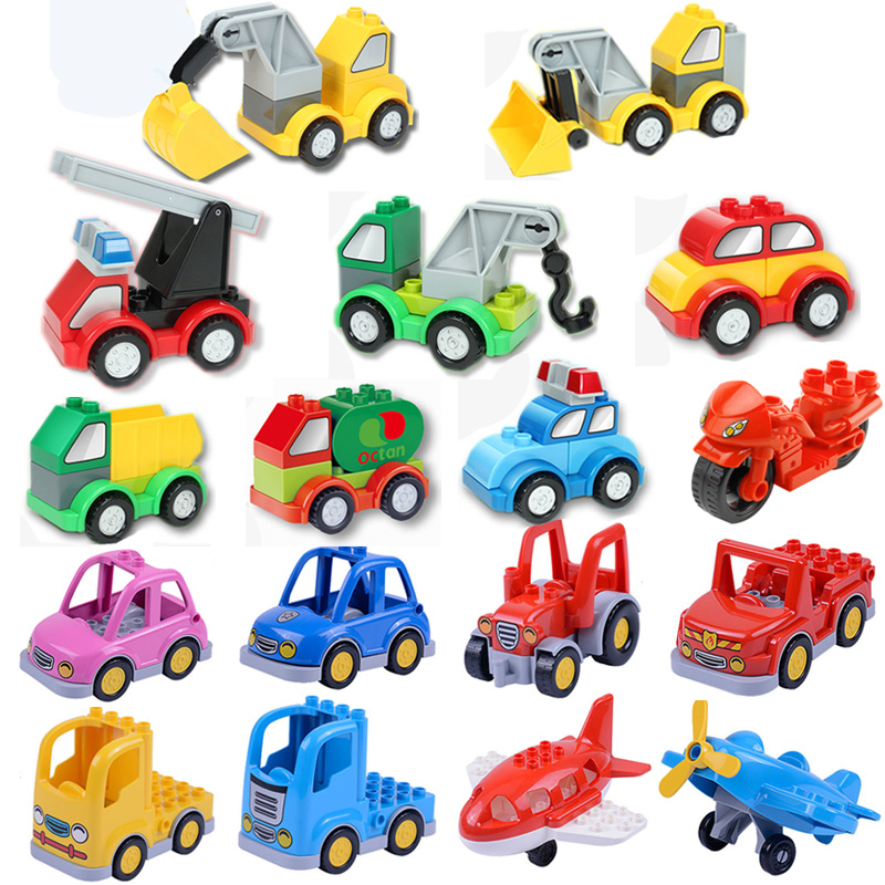 儿童大颗粒拼装百变积木玩具小汽车飞机1-2-3-4-6周岁男孩女宝宝