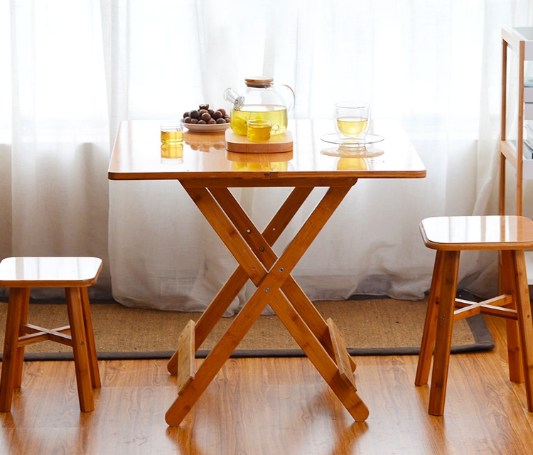 楠竹免安装折叠桌木家用桌子户外便携式饭桌学习桌收纳正方形桌子