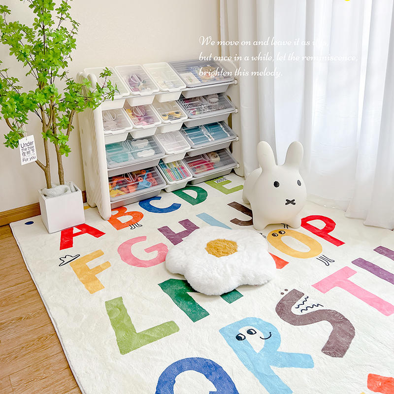 新客减儿童字母地毯爬爬垫卡通加厚客厅长方房间卧室床边可爱益智
