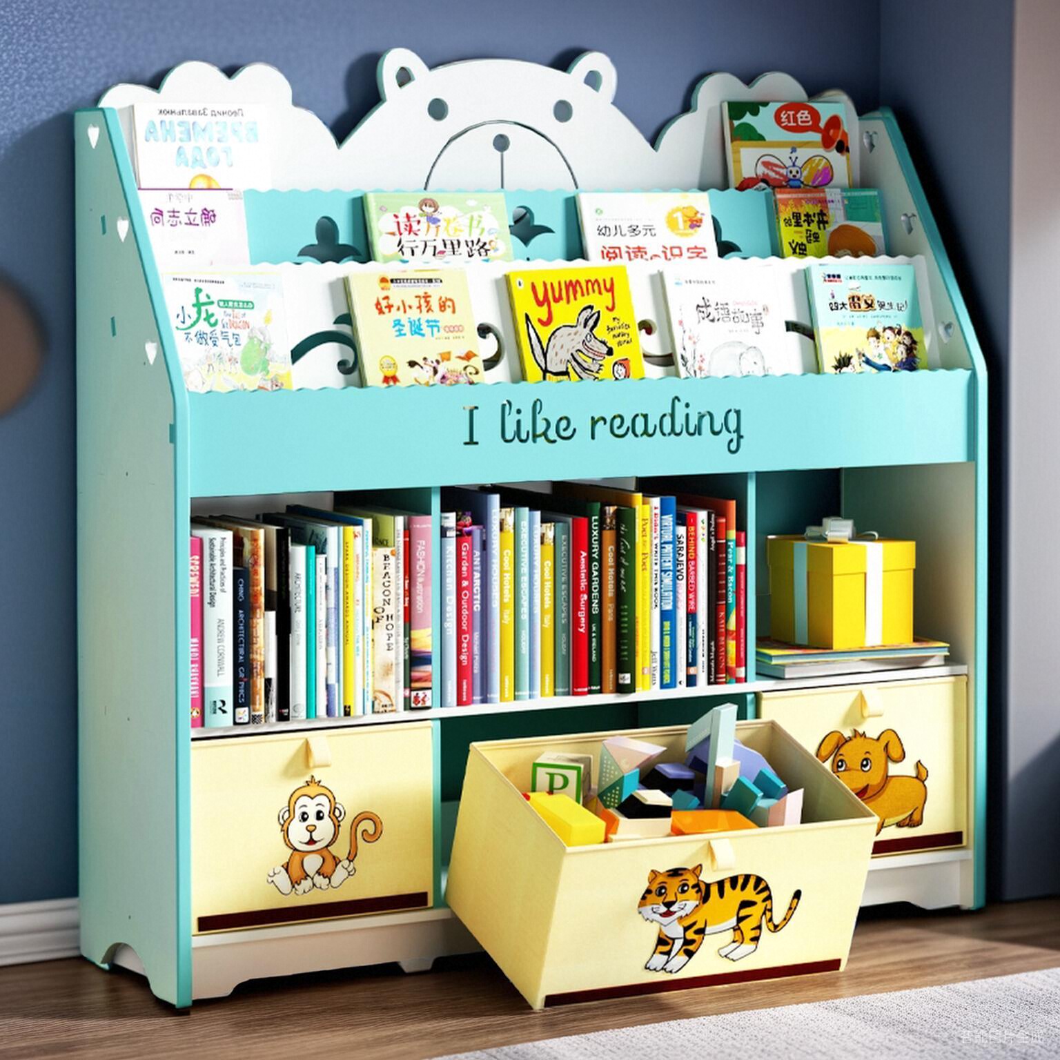 儿童书架落地飘窗多层床头置物架客厅宝宝小书柜幼儿园玩具收纳架