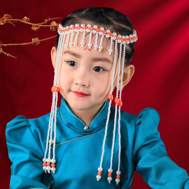 蒙古头饰少数民族复古风藏族旅拍饰品儿童女发饰舞蹈演出服饰定制