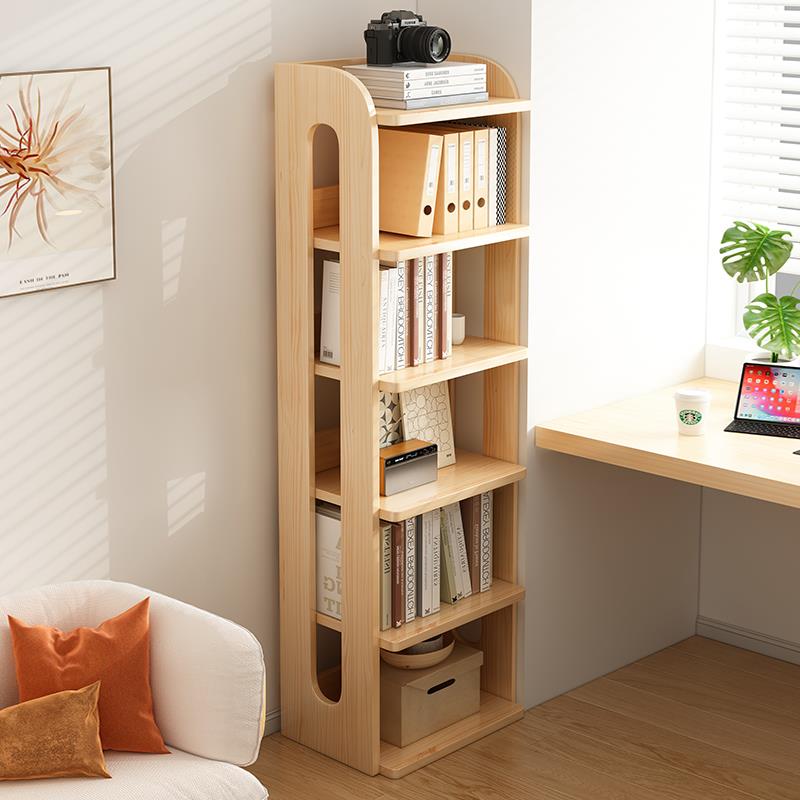 实木书架简易书柜儿童卧室一体墙角储物柜家用墙边客厅落地置物架