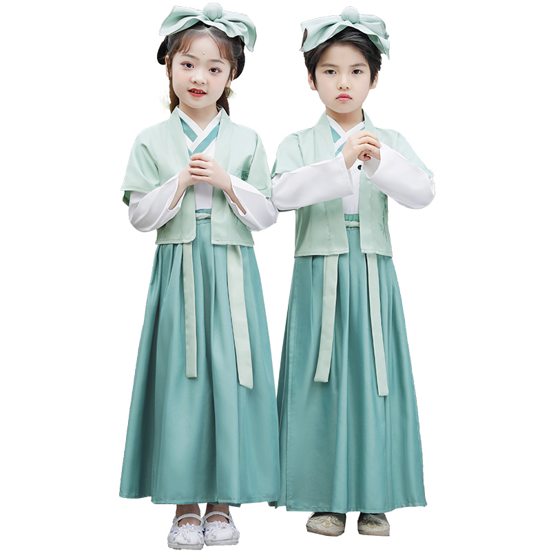 汉服男童幼儿园中国风演出服男孩古装女童马面裙三字经儿童国学服