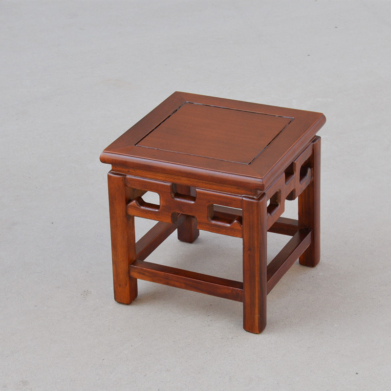 实木制小木凳子复古老榆木喝茶简约现代休闲家用板凳四方凳榆木凳