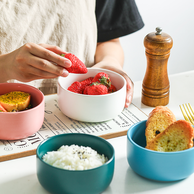 陶瓷碗吃饭碗家用简约北欧米饭碗哑光水果沙拉碗甜品碗6寸汤面碗