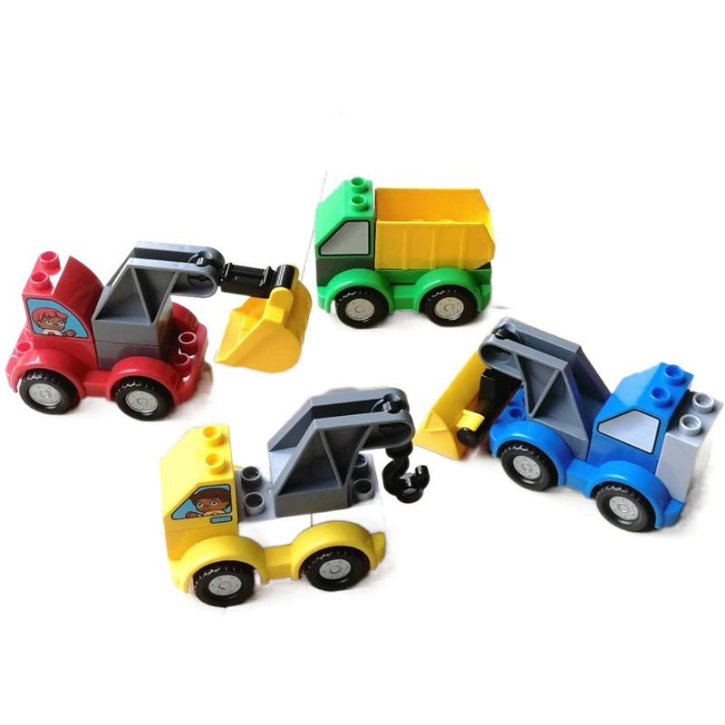 儿童玩具大颗粒拼插积木工程挖掘机铲车吊车消防翻斗货车组合包邮