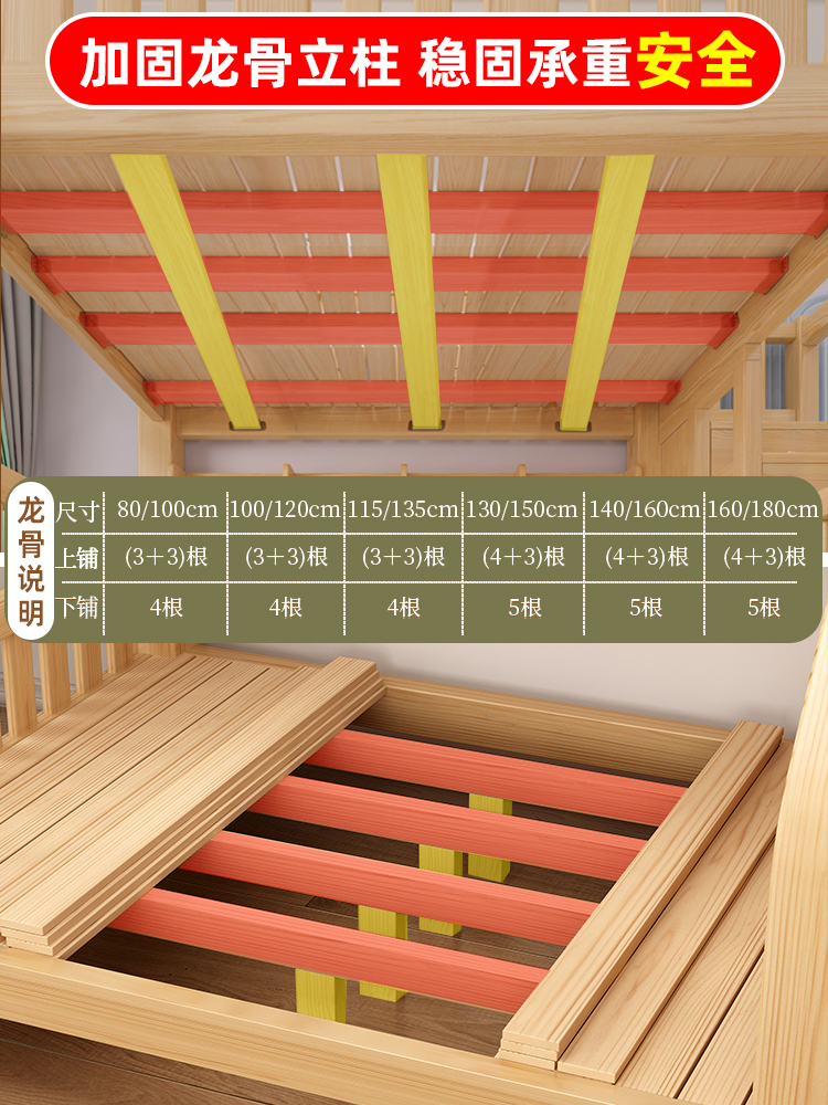 定制上下床双层床实木两层高低床双人床上下铺木床儿童床子母床组