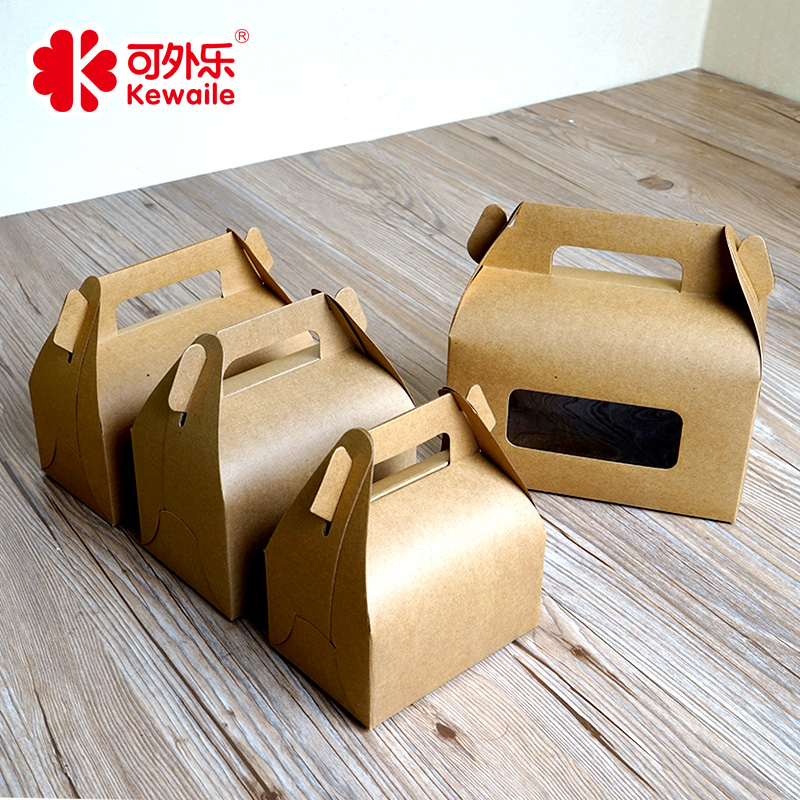 4款牛皮手提西点盒 蛋糕盒 慕斯盒 甜品打包盒 点心纸盒 可印刷