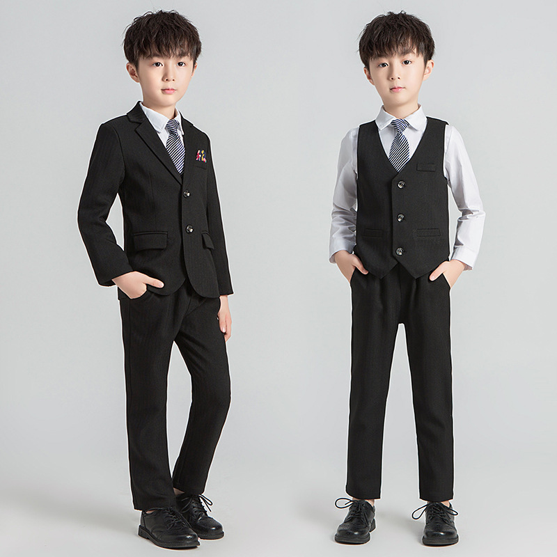 儿童西装套装花童钢琴礼服演出五件套韩版帅气男童小西服成都发货