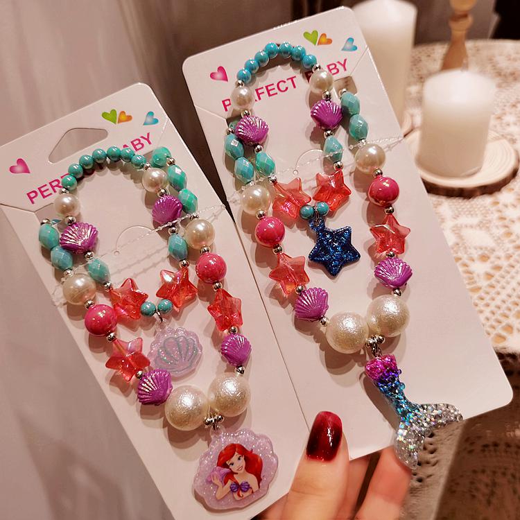 韩版出口订单美人鱼公主儿童项链手链宝宝首饰装饰品女孩生日礼物