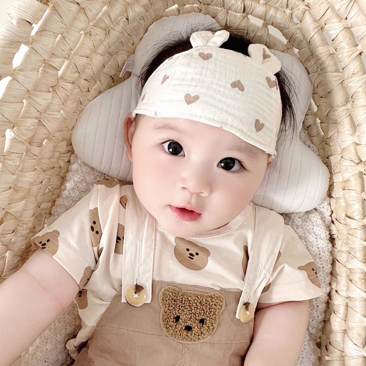 婴儿空顶帽子夏季薄款护囟门帽男女宝宝新生儿纱布胎帽可爱夏天薄