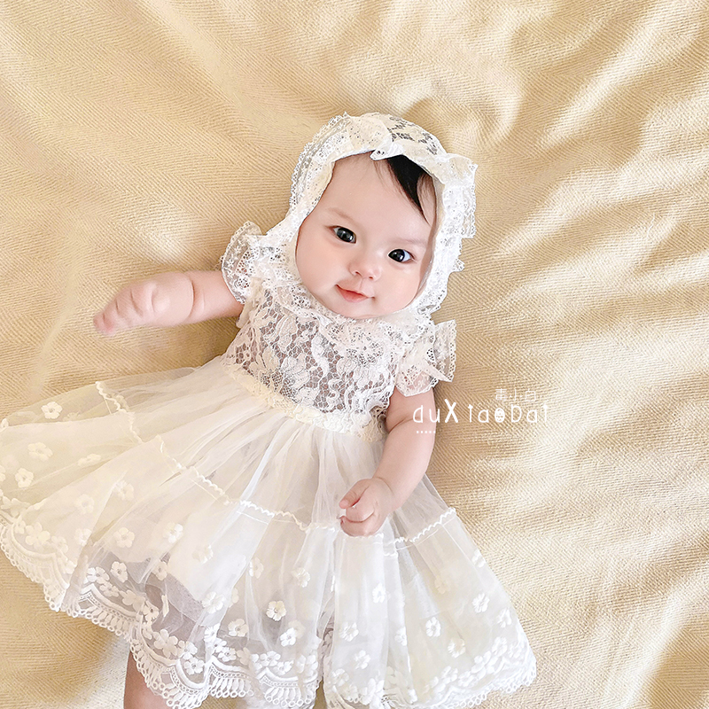 婴儿衣服夏季蕾丝公主裙女宝宝满月百天礼服裙一周岁小女孩连衣裙