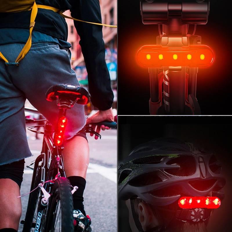 山地公路自行车后尾灯夜骑行警示闪光充电配件平衡单车儿童车夜行