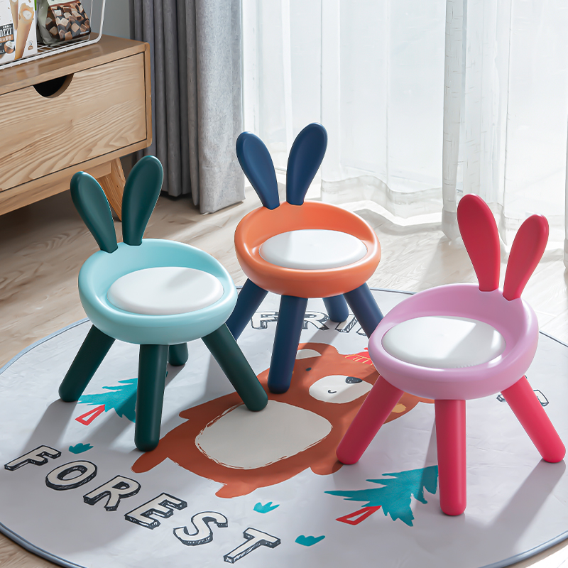 儿童凳子可爱兔子靠背小板凳创意家用幼儿园宝宝凳防滑孩子小椅子
