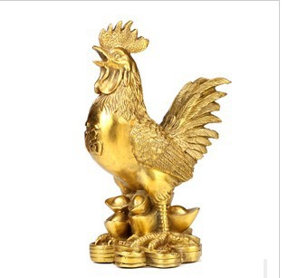 铜公鸡摆件纯铜福鸡手工艺品家居装饰品办公室客厅桌面生肖圆底鸡