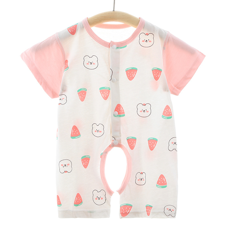 婴儿衣服夏季全棉婴儿连体衣短袖新生儿衣服宝宝开裆哈衣睡衣爬服