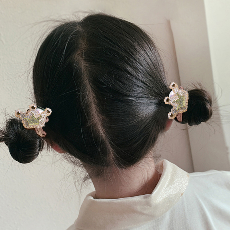 韩国进口儿童发绳可爱女童皇冠水晶钻马尾皮筋小女孩双头绕头绳