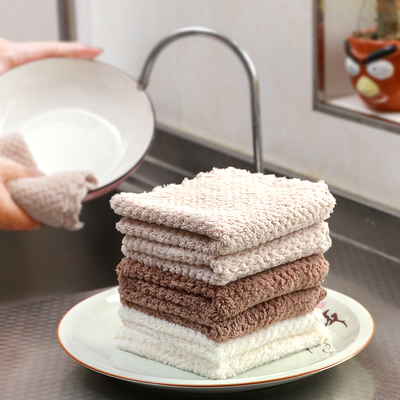 厨房清洁抹布素色珊瑚绒超强吸水不掉毛独立包装洗碗布家用清洁布