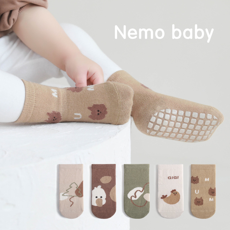 宝宝地板袜硅胶防滑袜中筒袜男女童室内隔凉学步袜婴儿纯棉袜子