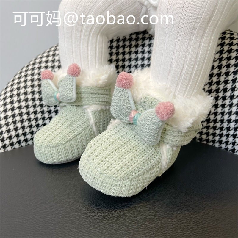 秋冬加厚新生婴儿鞋子宝宝软底学步鞋保暖3-6-12个月防掉加绒棉鞋