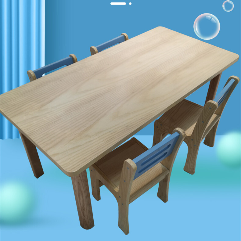 北欧实木桌儿童书桌幼儿园学习课桌椅小桌子白蜡木餐桌简约长方形