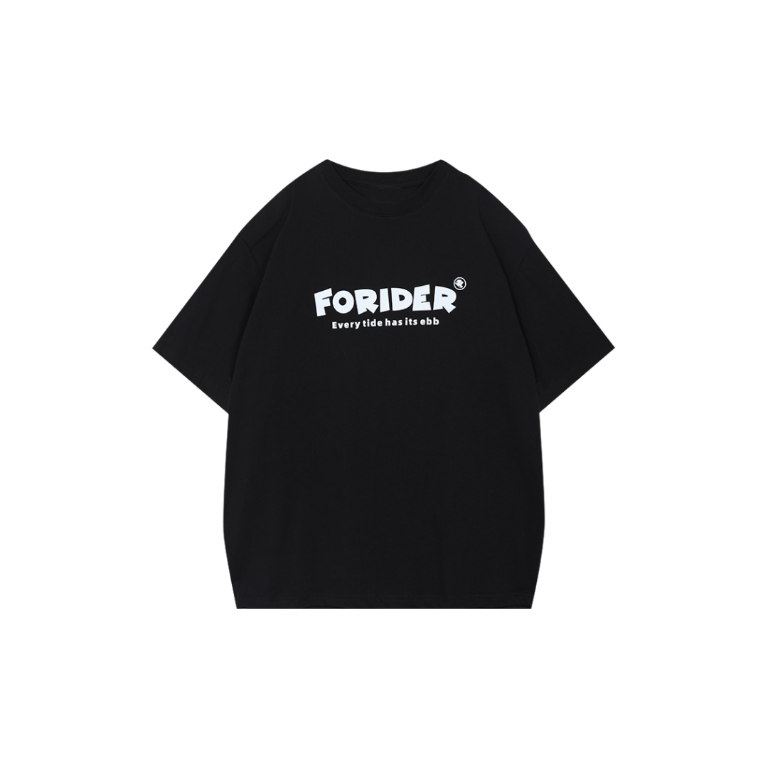 FORIDER美式高街潮牌品牌字母Logo印花宽松情侣圆领休闲短袖T恤