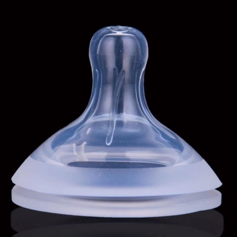 新款排气孔加厚宝宝宽口径奶嘴儿童宽口奶瓶通用软硅胶5cm防漏水