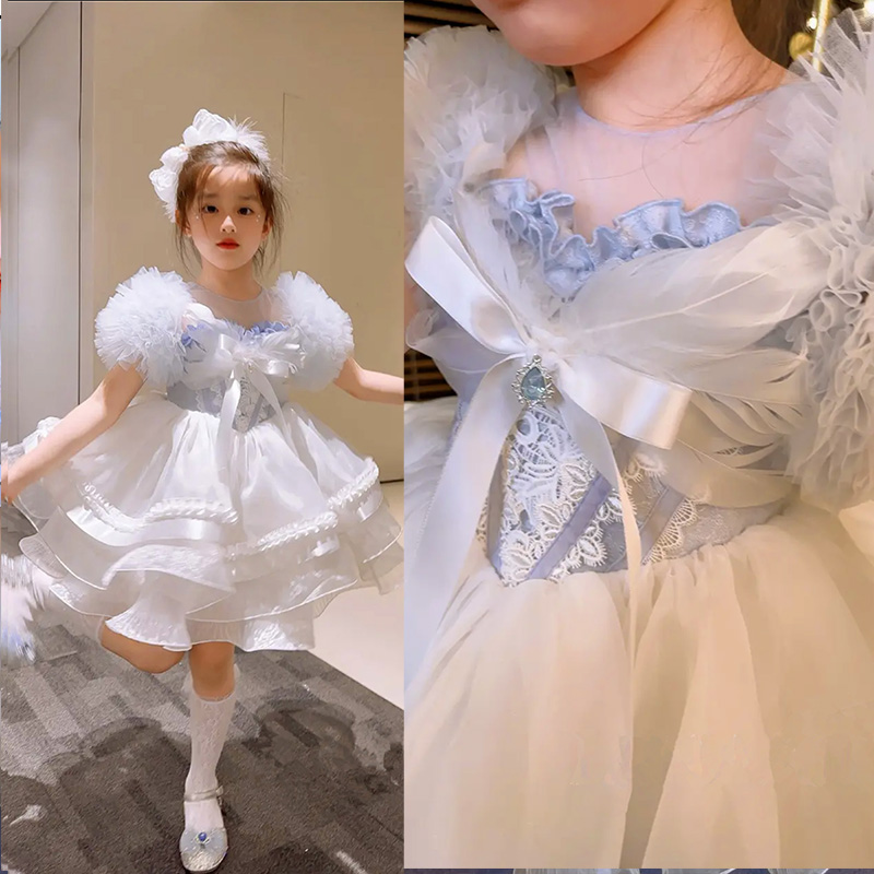 韩国高端女童连衣裙夏季新款洋气超仙蓬蓬纱裙儿童公主裙生日礼服