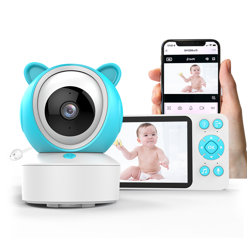5寸智能婴儿监护器远程双监控摄像头宝宝看护哭声报警喂奶提醒