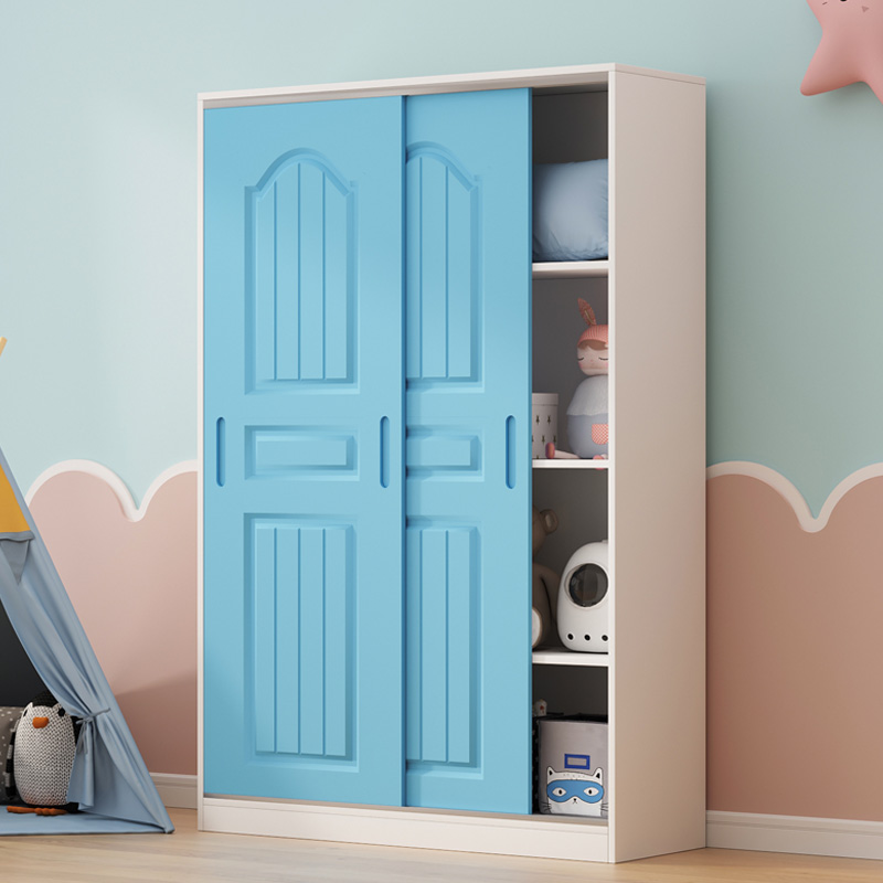 儿童衣柜实木家用卧室推拉门宝宝小衣橱出租房小户型简易收纳柜子