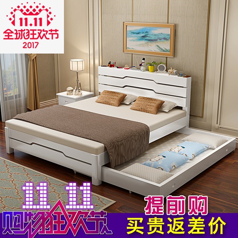 简约现代实木床1.8米双人床1.5m儿童床1.2单人床公主床经济型韩式