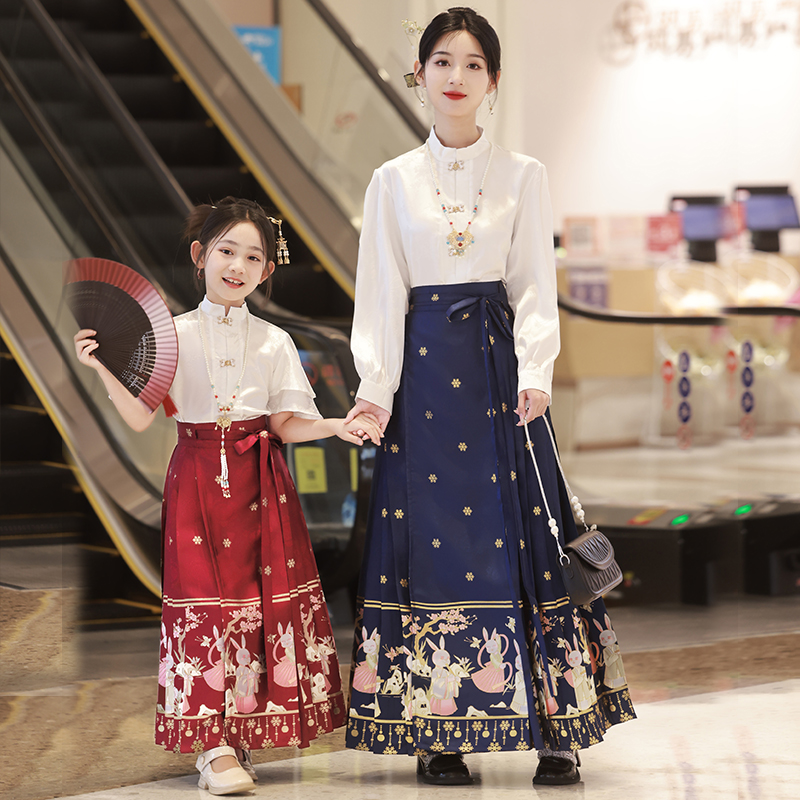 古风超仙母女中国风女童马面裙亲子装汉服新中式套装夏季改良唐装