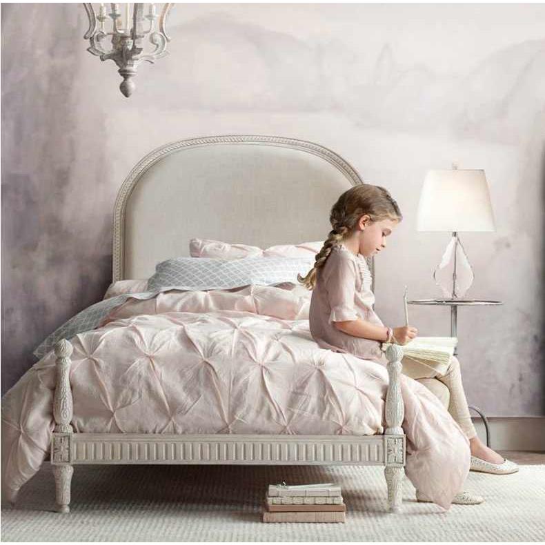 法式儿童床女孩公主床实木床单人床美式轻奢原木欧式1.2米小户型