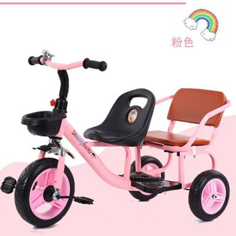 双人儿童三轮车1-3-6岁脚踏车双胞胎宝宝脚蹬车婴幼儿玩具可带人