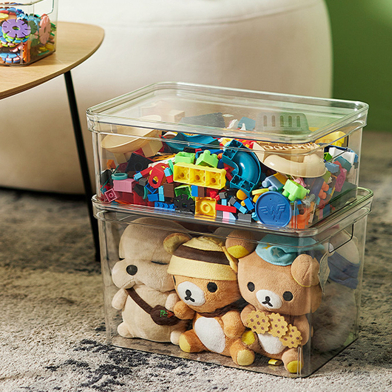 玩具收纳箱家用儿童乐高积木毛绒玩具整理箱透明收纳盒带盖布娃娃