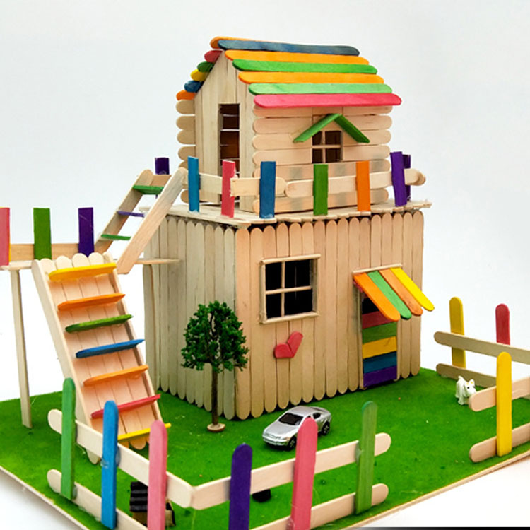 雪糕棒木棍条儿童diy手工制作模型房子材料包幼儿园木棍创意玩具