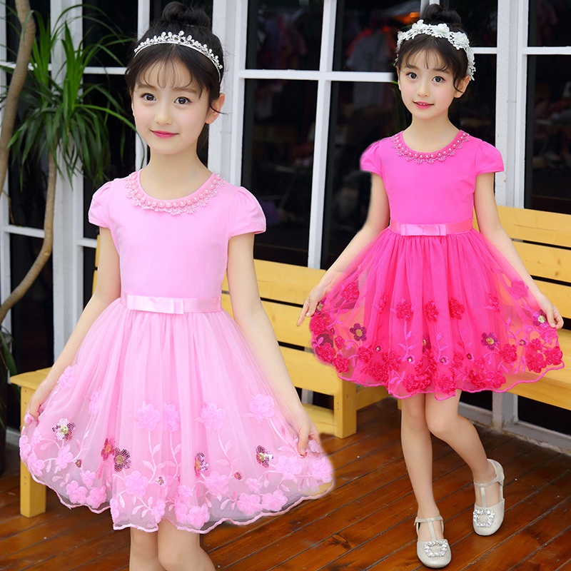 巴拉巴柆女童连衣裙2024新款洋气套装夏季裙子小女孩法式短袖公主
