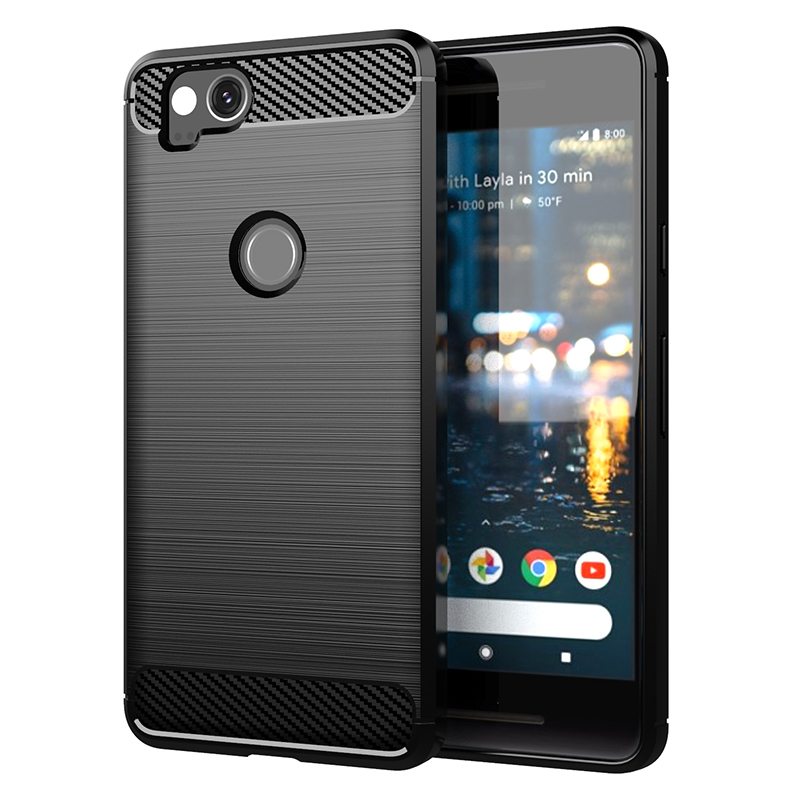 适用谷歌Pixel2手机壳谷歌Pixel2XL拉丝碳纤维纹保护套硅胶软壳套
