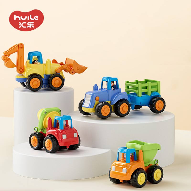 汇乐工程车挖掘机玩具车男孩小汽车婴儿玩具推挖土机滑行小汽车
