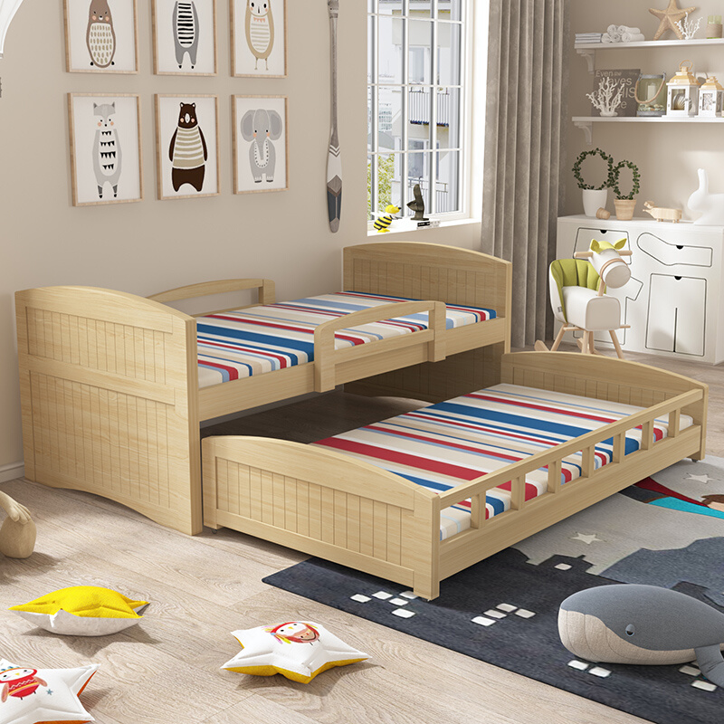 实木拖床抽拉床子母床拖床高低床带拖床推拉床伸缩床儿童床上下床