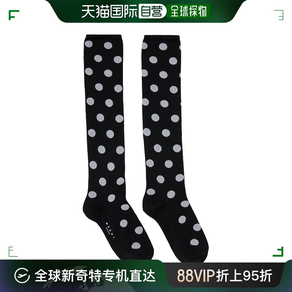 香港直邮潮奢 Marni 玛尼 女士 黑色波点长筒袜 SKMC0171Q2