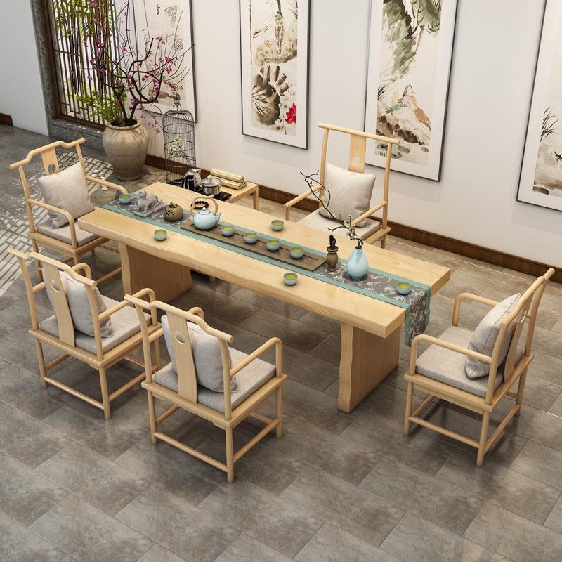 新中式实木茶桌 小户型家用简约茶桌椅 办公室会客洽谈茶桌椅厂家