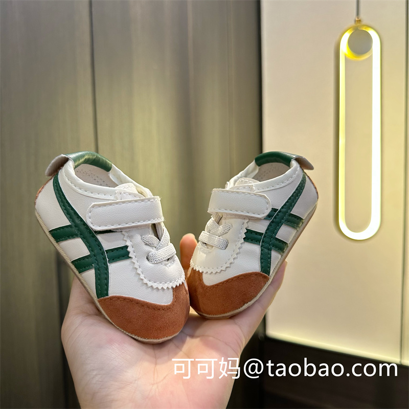 春秋0-1岁男女宝宝6-9-12个月婴儿软底防滑学步鞋运动拼色小白鞋