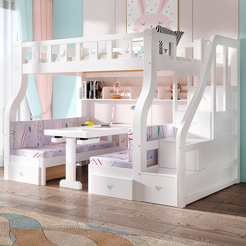 上床下桌儿童床上下床组合双层床全实木高低床两层床多功能子母床