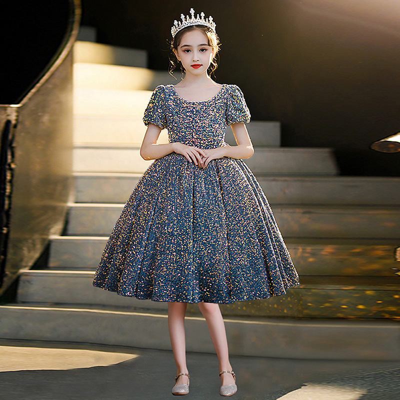 女童公主裙儿童小主持人走秀比赛高端短款礼服钢琴轻奢小众演出服