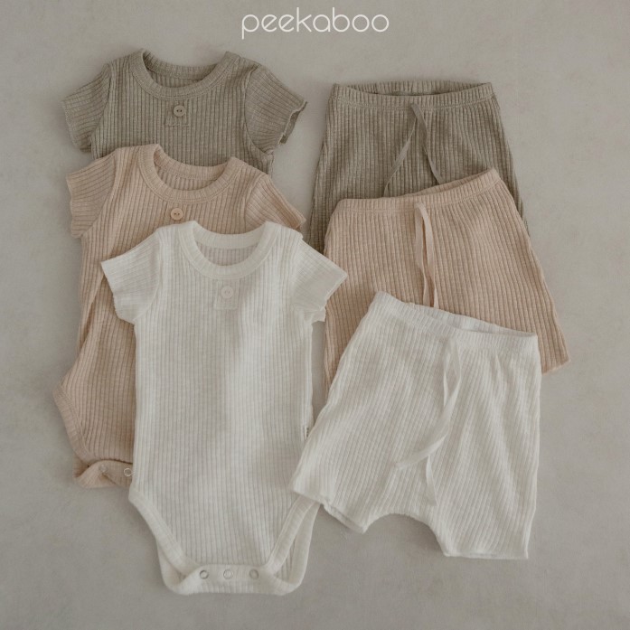 现货韩国进口新生婴儿短袖家居服连体衣爬服套装大PP裤PEEKABOO